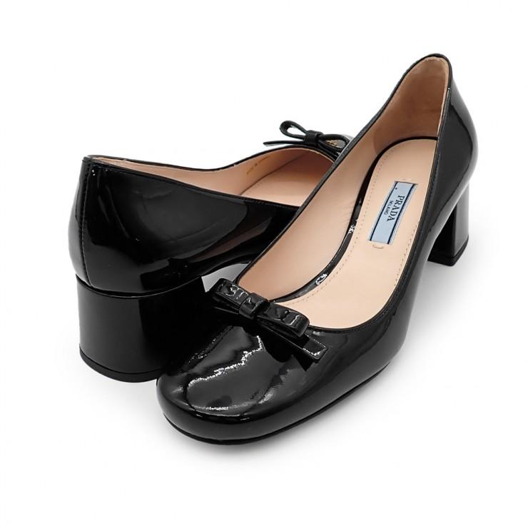未使用品 PRADA プラダ リボン パンプス #36 #23.0 パテントレザー 