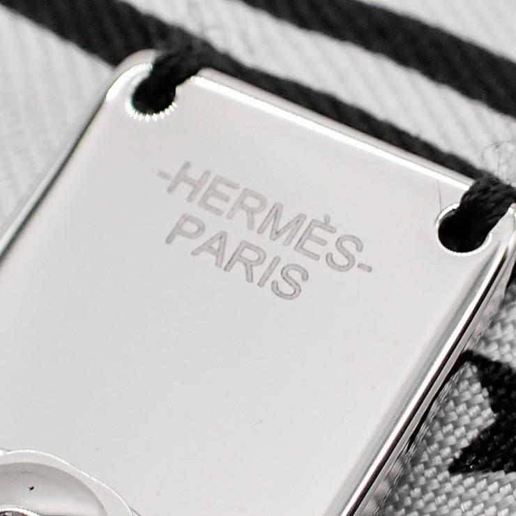 新品 HERMES エルメス バレッタ グルネル PM ジグザグ H241015G ヘアアクセサリー シルク ホワイト ブラック レディースの画像