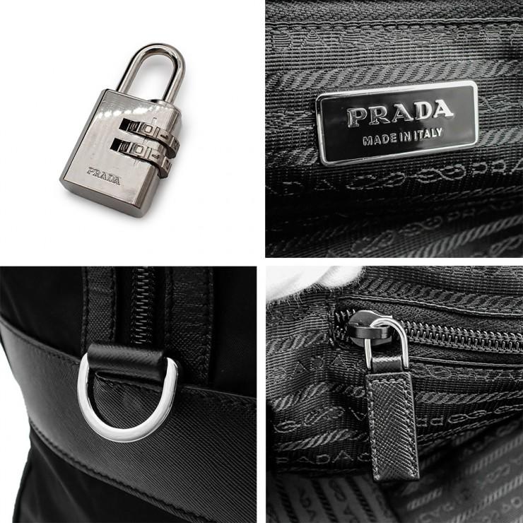訳ありPrada ボストンバッグ 黒 ナイロン　ダイヤル式南京錠 PRADA（プラダ） 美品 ダッフルバッグ ボストンバッグ 旅行バッグ 大