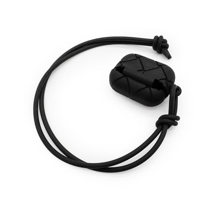 美品 BOTTEGA VENETA ボッテガヴェネタ イントレチャート AirPods PRO ケース イヤホンケース 691715 シリコン ブラック ユニセックス_2