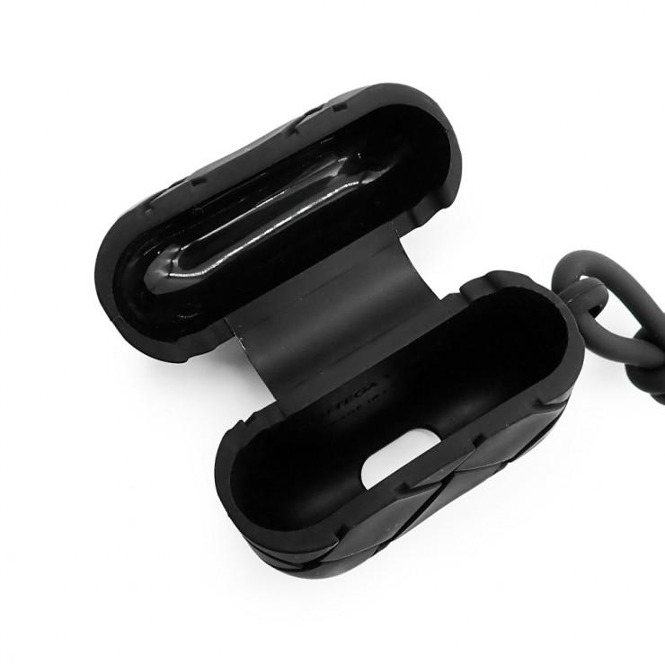 美品 BOTTEGA VENETA ボッテガヴェネタ イントレチャート AirPods PRO ケース イヤホンケース 691715 シリコン ブラック ユニセックス_5
