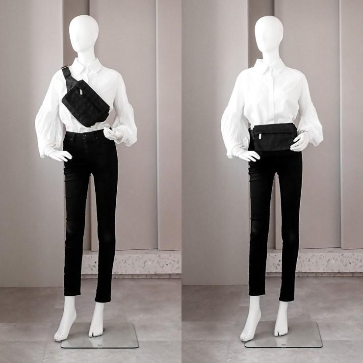 未使用品 CHANEL シャネル ニュートラベルライン ウエストバッグ ボディバッグ A29346 10番台 ナイロンジャガード ブラック レディースの画像