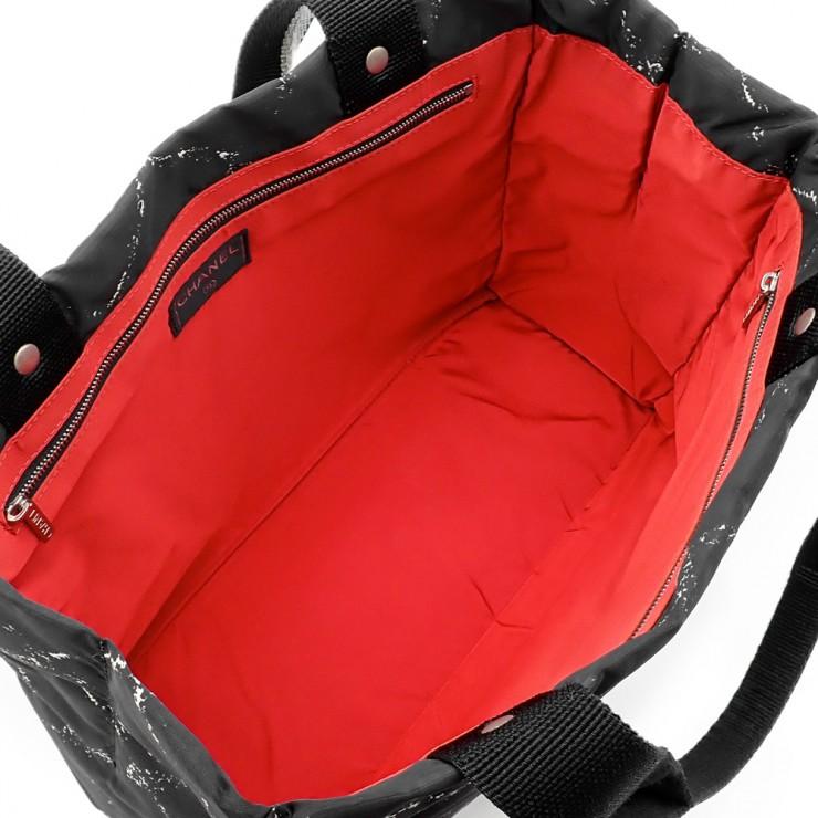 未使用品 CHANEL シャネル 旧トラベルライン トートMM トートバッグ A11833 3番台 ナイロン ブラック レディースの画像