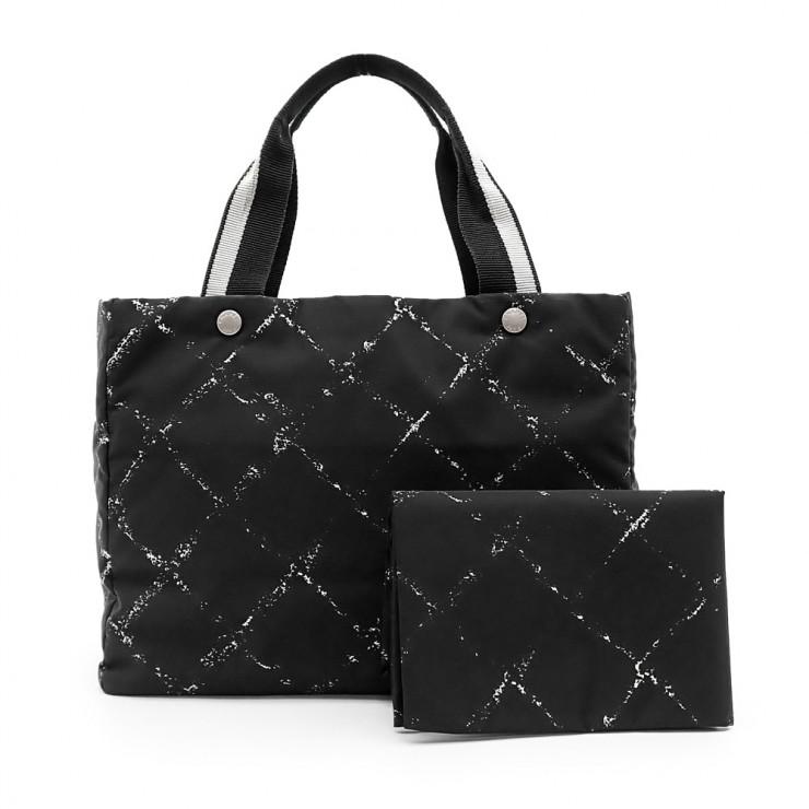 未使用品 CHANEL シャネル 旧トラベルライン トートMM トートバッグ A11833 3番台 ナイロン ブラック レディースの画像