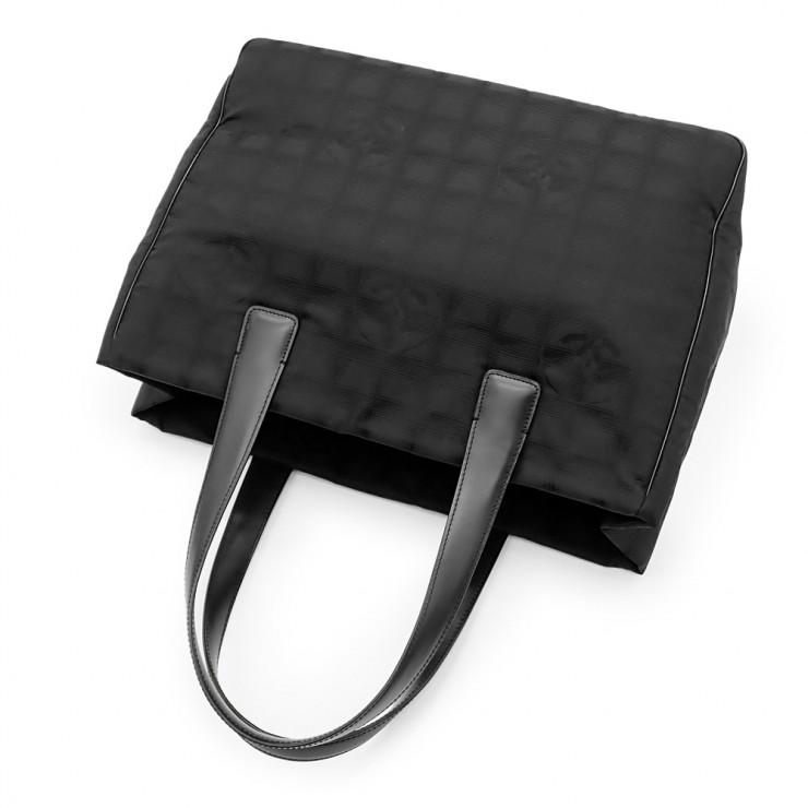 未使用品 CHANEL シャネル ニュートラベルライン トートMM トートバッグ A15991 ナイロンジャガード レザー ブラック レディースの画像