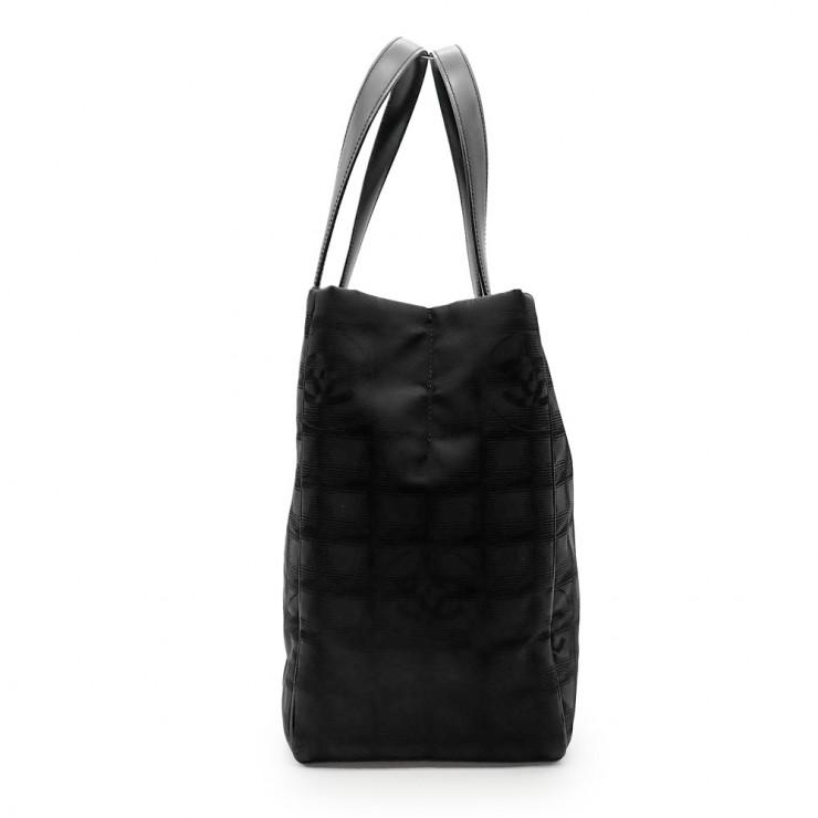 未使用品 CHANEL シャネル ニュートラベルライン トートMM トートバッグ A15991 ナイロンジャガード レザー ブラック レディースの画像