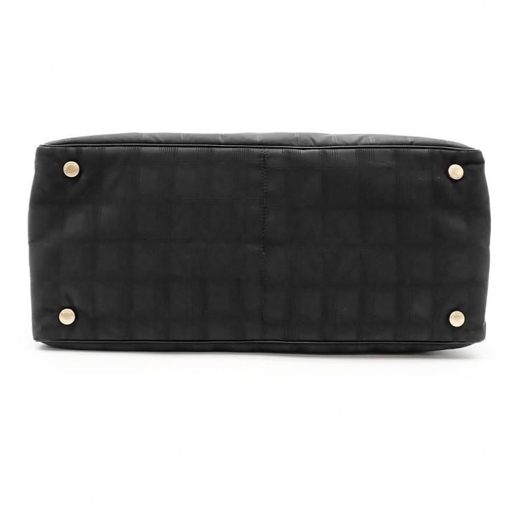 未使用品 CHANEL シャネル ニュートラベルライン トートMM トートバッグ A15991 ナイロンジャガード レザー ブラック レディースの画像
