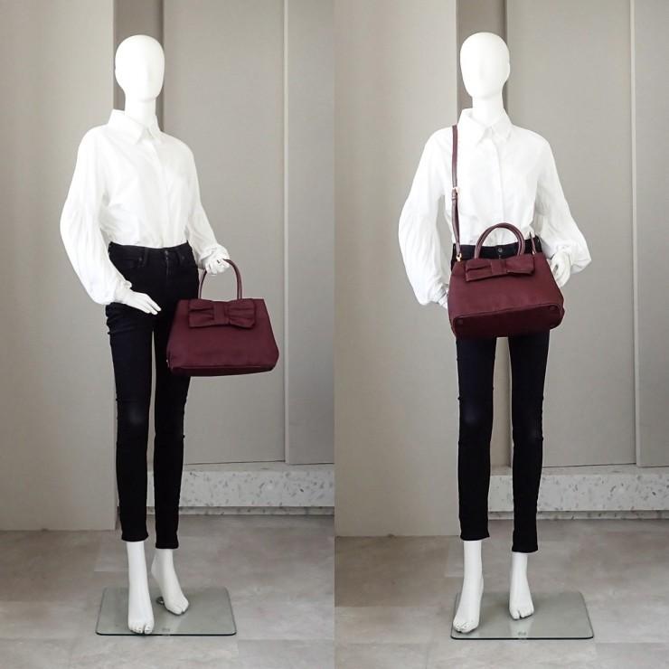 プラダ　PRADA　リボン　ハンドバッグ　ナイロン✕レザー　ボルドー PRADA（プラダ） 未使用品 リボン 2wayバッグ ハンドバッグ ショルダー