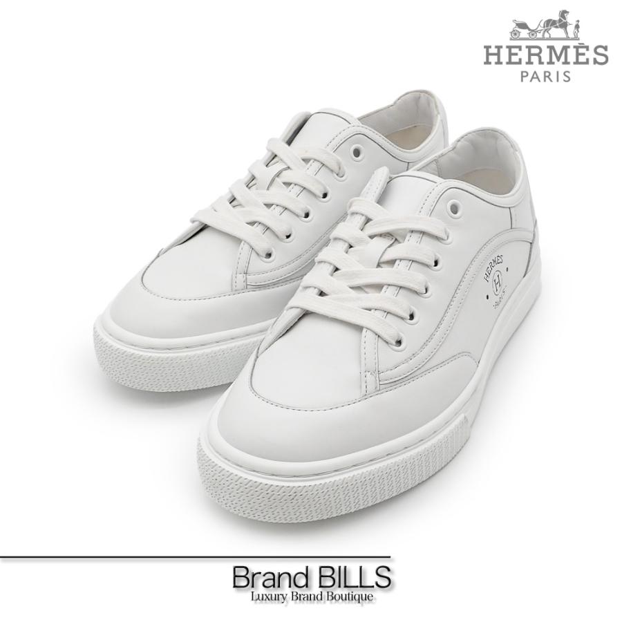 エルメス　HERMES　ホワイトレザー スニーカー 新品同様/ HERMES エルメス デイ ケリーバックル レザー スニーカー