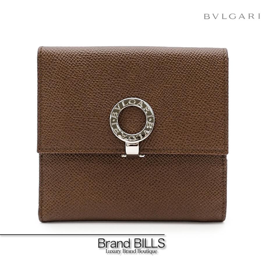 未使用BVLGARI ブルガリ レザー二つ折り財布　茶　ブラウン　箱付き ブルガリ・ブルガリ 未使用品 BVLGARI Wホック 2つ折り財布 レディース