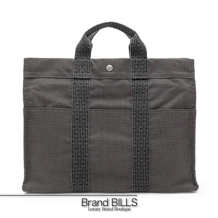 未使用品 HERMES エルメス エールライン トートMM ユニセックス ナイロンキャンバス グレー 100951M | エールライン
