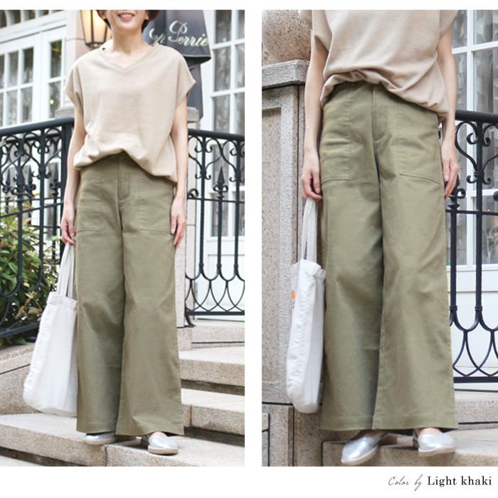 ワイドパンツ カーゴパンツ ベイカーパンツ ワイド チノパンツ ワイドチノ レディース ボトムス M L ハイウエスト ストレッチ Ss 5541 5541 Lfo Love Fashion Outlet 通販 Yahoo ショッピング