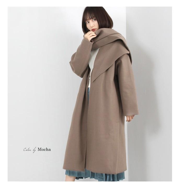 ノーカラーコート ロングコート ストール レディース 2way コート 上着 アウター ビッグシルエット マルチway 防寒 無地 ベージュ カーキ 5577 5577 Lfo Love Fashion Outlet 通販 Yahoo ショッピング