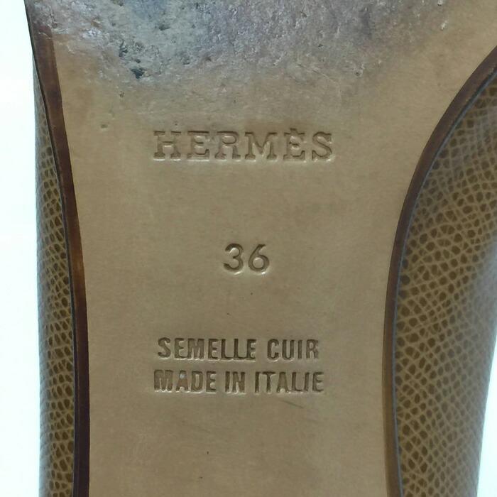 エルメス HERMES プレーントゥ パンプス レザー サイズ36 23cm相当 ブラウン【中古】_6