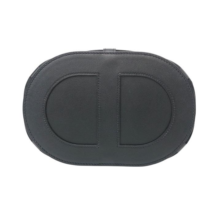HERMES エルメス MANUFACTURE DE BOUCLERIES シェーヌダンクル 080245CA ハンドバッグ シルク/マダムカーフスキン ノワール ネイビー Y刻【中古】【美品】の画像
