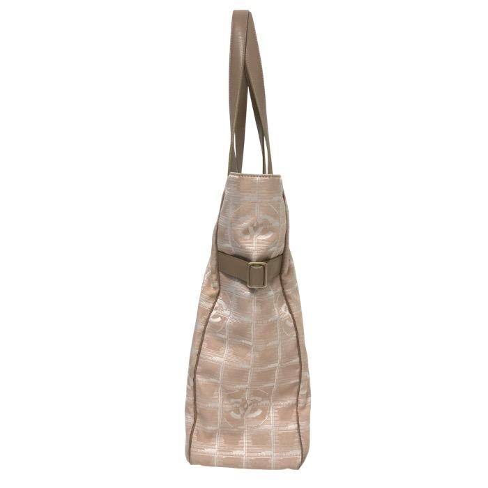 CHANEL シャネル ニュートラベルライン トートGM ギャランティカード付 A15825 トートバッグ レザー/ナイロンキャンバス ベージュ【中古】レディースの画像