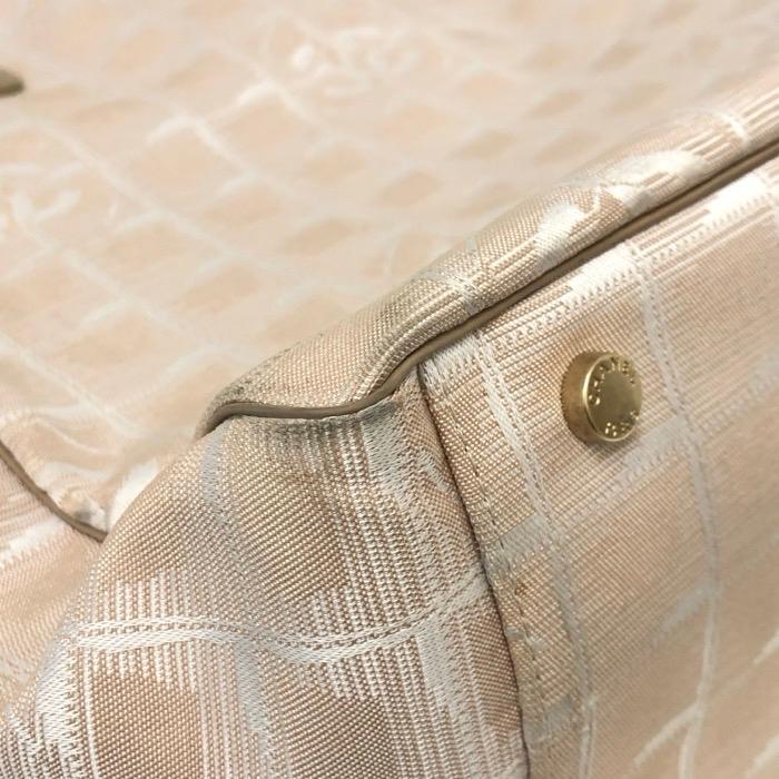 CHANEL シャネル ニュートラベルライン トートGM ギャランティカード付 A15825 トートバッグ レザー/ナイロンキャンバス ベージュ【中古】レディースの画像
