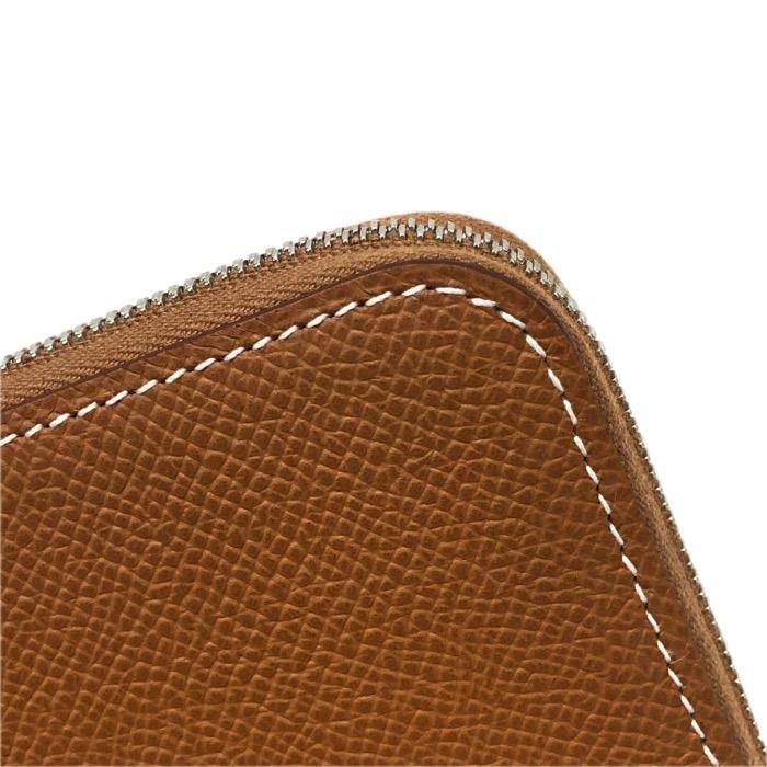 HERMES エルメス アザップ シルクイン コンパクト 二つ折り財布 レザー ゴールド（キャメル系）シルバー金具 W刻印【中古】【新品同様】【美品】レディースの画像