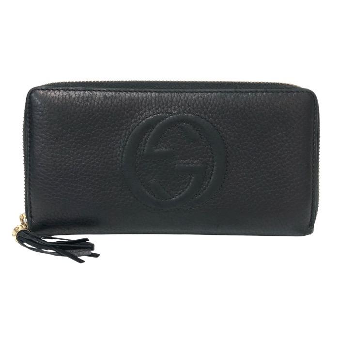 GUCCI グッチ ソーホー ラウンドファスナー長財布 ブラックレザーモノグラム GUCCI（グッチ） ソーホー ラウンドファスナー 長財布 レザー ブラック