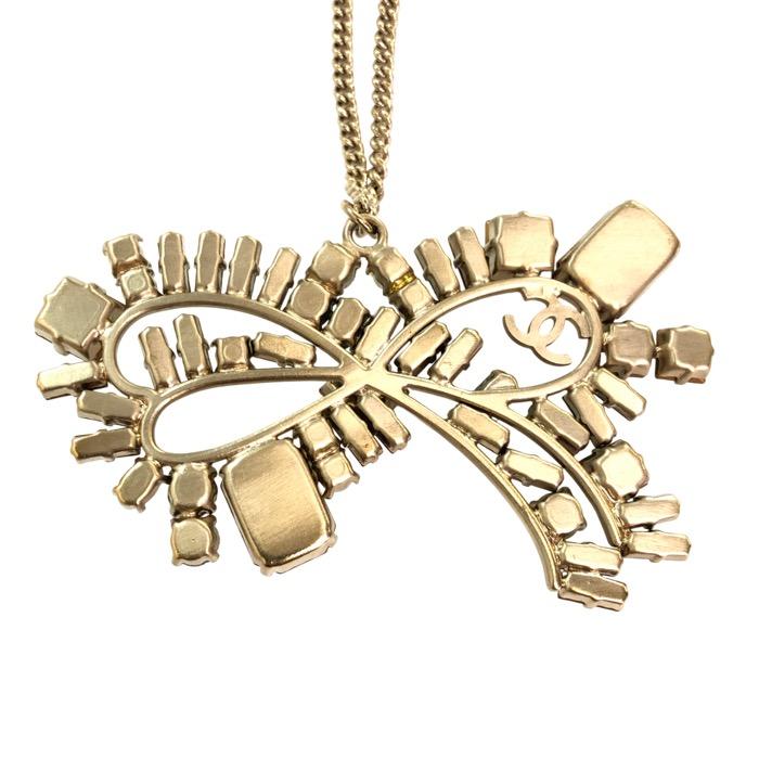 CHANEL シャネル カラーストーン リボンネックレス グリーン系 05P刻印【中古】レディース_5