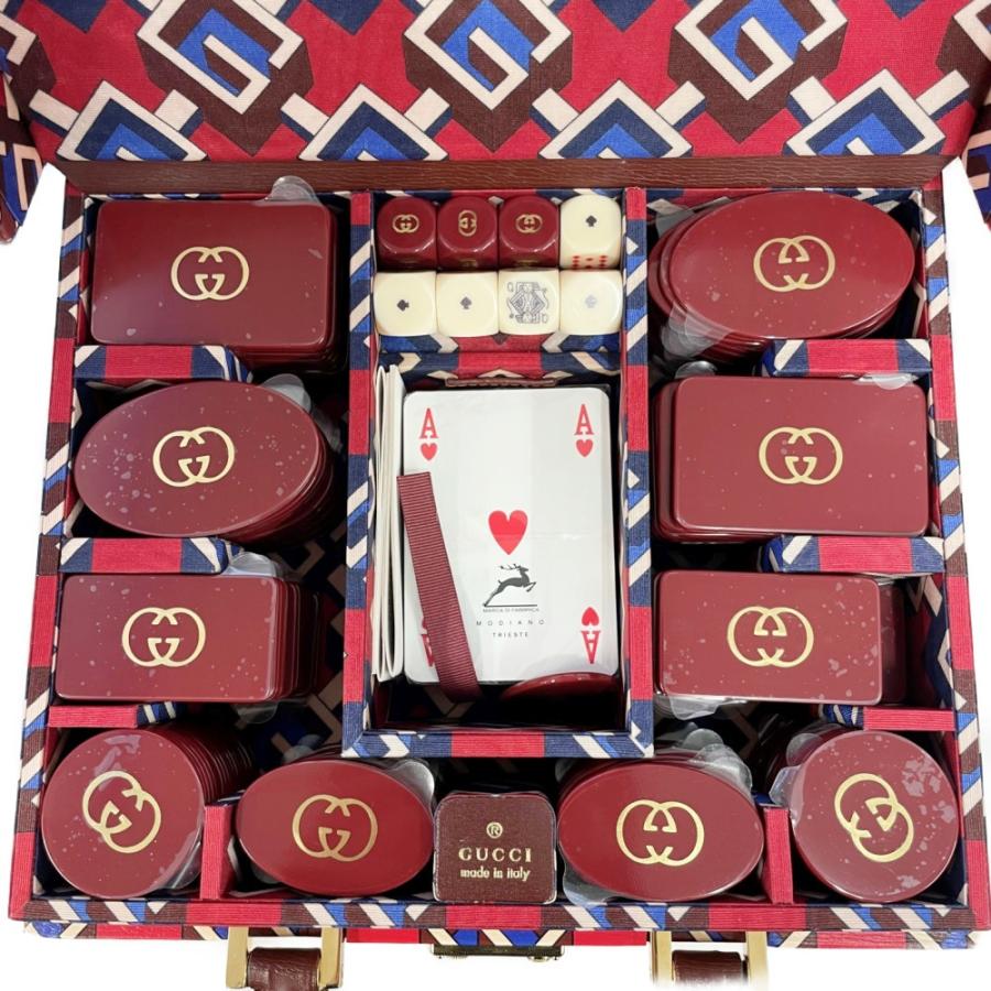 【箱付き】 GUCCI グッチ 662474 ポーカーセット ジオメトリックＧ レッド 353359の画像