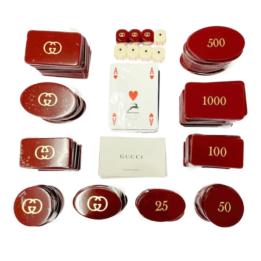 【箱付き】 GUCCI グッチ 662474 ポーカーセット ジオメトリックＧ レッド 353359の画像
