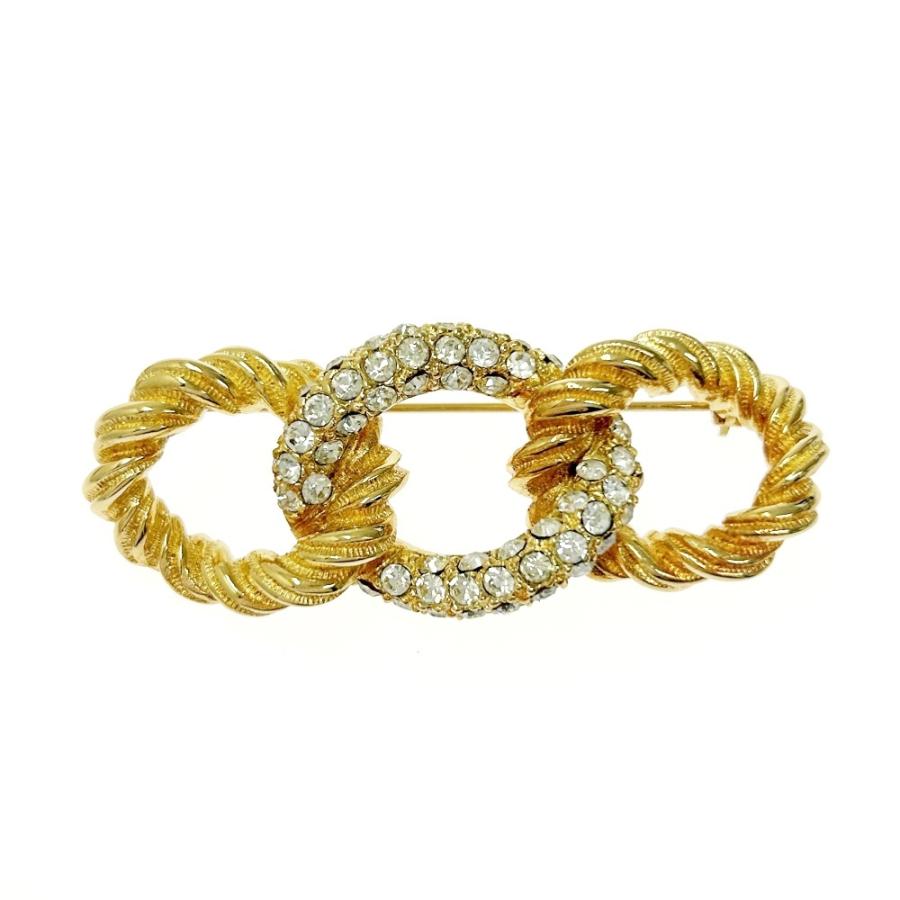 箱付き Christian Dior クリスチャンディオール Gp ラインストーン ツイスト ブローチ レディース ゴールド 396514