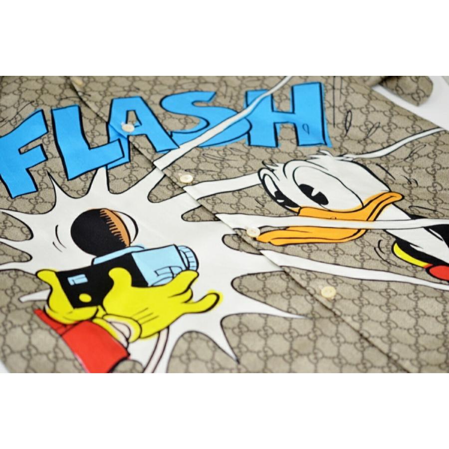 冬バーゲン 特別送料無料 ドナルドダックプリント シルク グッチ Gucci 展示品 メンズ 半袖シャツ ボウリングシャツ シャツ カジュアルシャツ Www Solidarite Numerique Fr