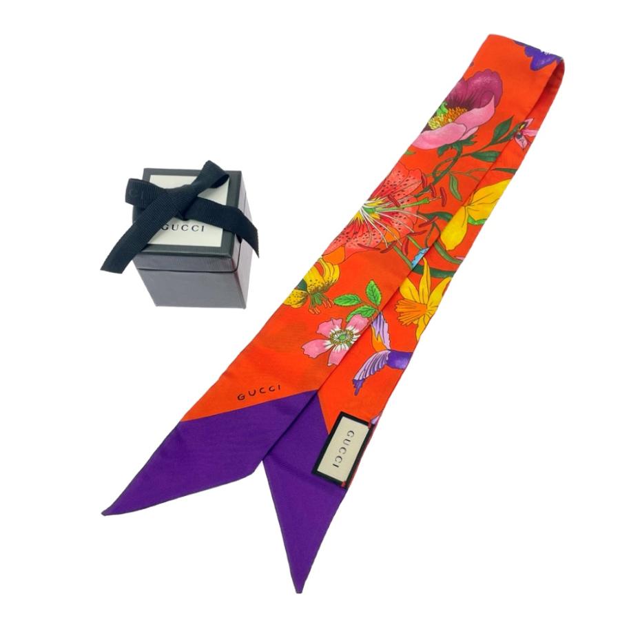 GUCCI（グッチ） 【箱付き】 シルク 花柄 ネックボウ スカーフ マルチ