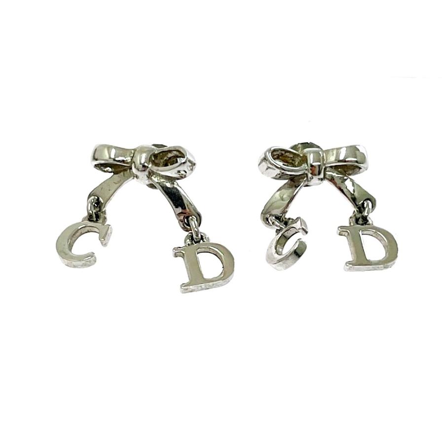 箱付き】 Dior ディオール メタル CDロゴ スイング リボンピアス