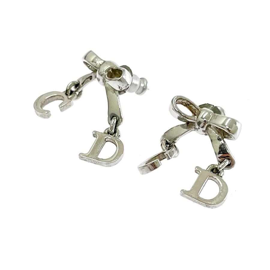 今週限定出品‼️Dior シルバーピアス 片耳用 箱付き 箱付き】 Dior ディオール メタル CDロゴ スイング リボンピアス