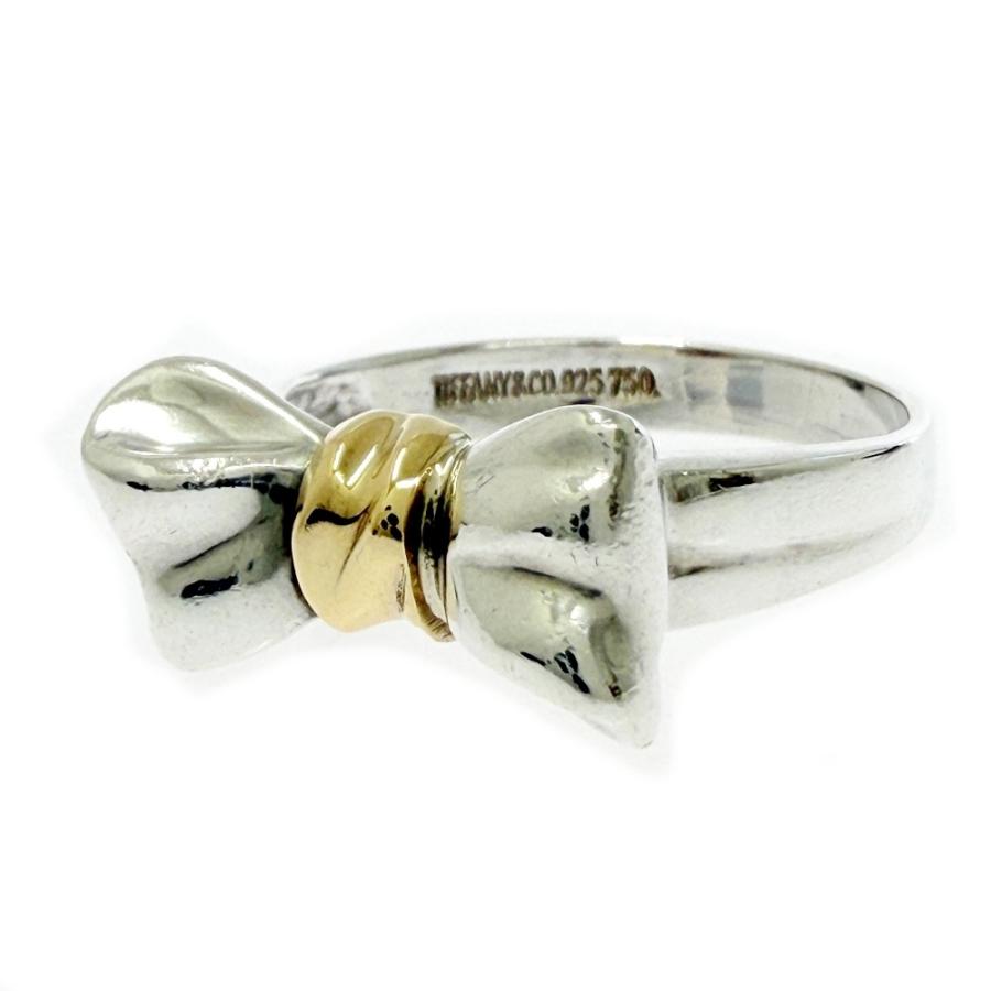 (*)様 Tiffany リング　925 750 TIFFANY&Co.（ティファニー） シルバー ゴールド リボン リング 3.4g