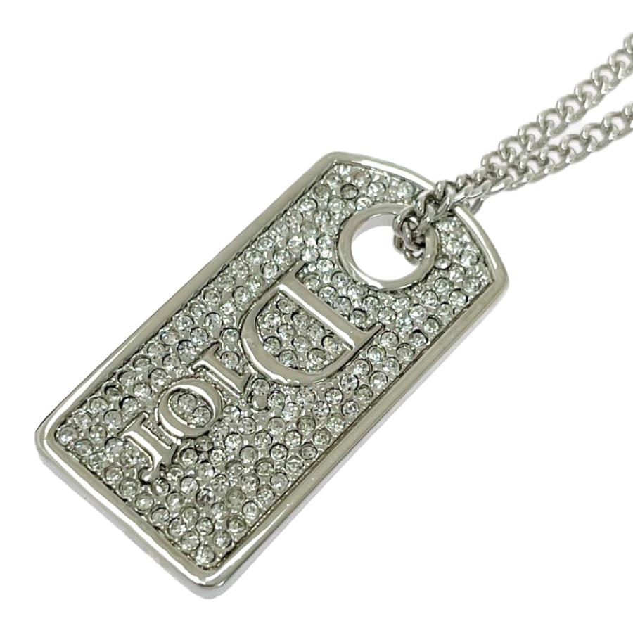 保存袋付き】 Dior ディオール メタル ラインストーン ロゴプレート