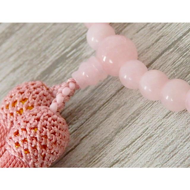 本紅水晶 ローズクォーツ 女性用数珠 日本製 上質仕立て 念珠