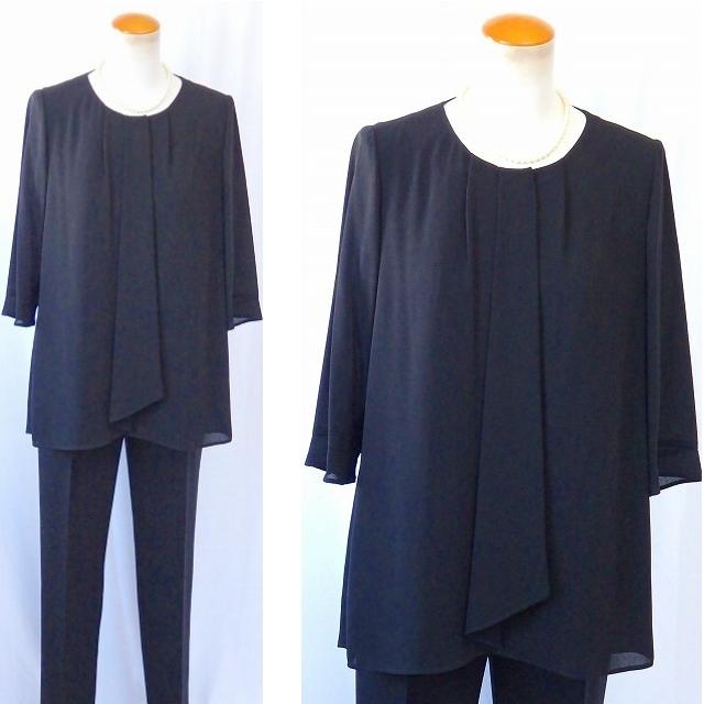 ノーカラー衿 ジャケット着丈長め 前開き シフォン素材 ドレープ