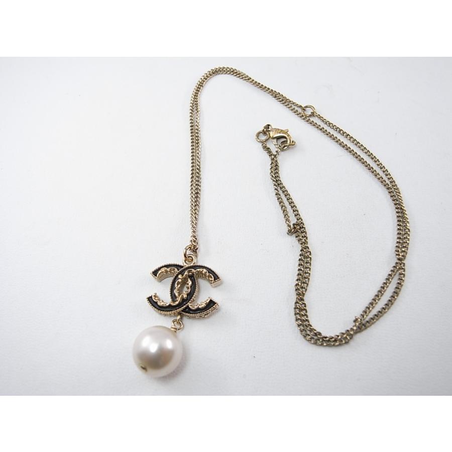 美品 シャネル ネックレス CHANEL ココマーク フェイクパール GP 