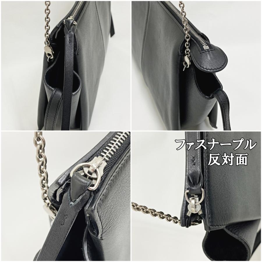 極美品✨セリーヌ　トリフォルド　チェーンショルダー　斜め掛け　ブラック　レザー 極美品 セリーヌ トリコロール チェーン レザー ショルダーバッグ 斜め