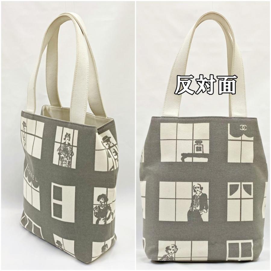 送料無料 中古 シャネル バッグ CHANEL ウィンドウライン キャンバス 