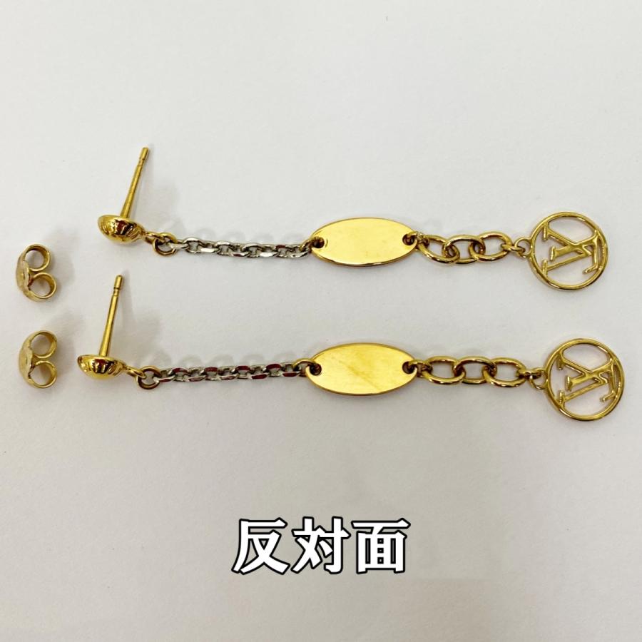 中古 ルイヴィトン ピアス M68076 LOUIS VUITTON ロゴマニア ゴールド