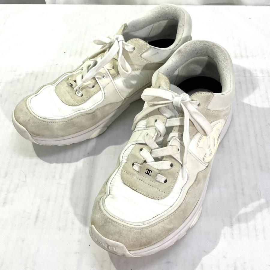 中古 シャネル CHANEL CC ロゴスニーカー ココマーク ホワイト G34360 