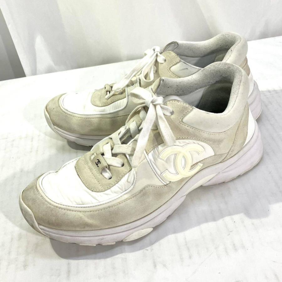 中古 シャネル CHANEL CC ロゴスニーカー ココマーク ホワイト G34360 
