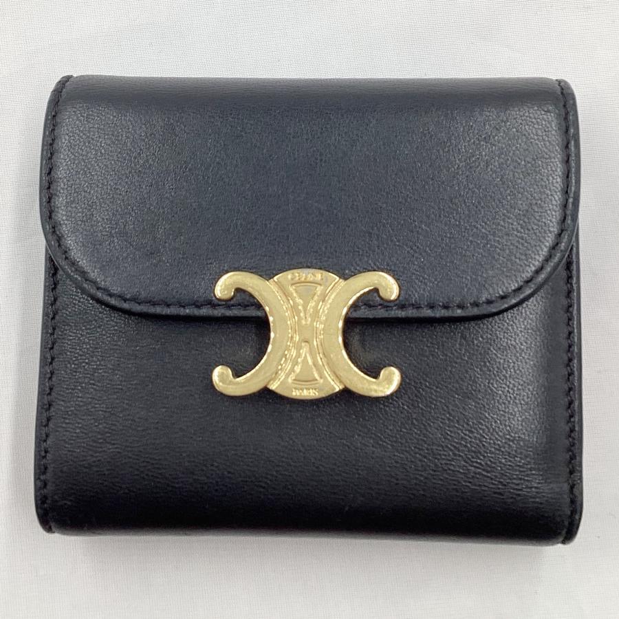 CELINEセリーヌスモールフラップウォレットトリオンフ三つ折り財布ブラック