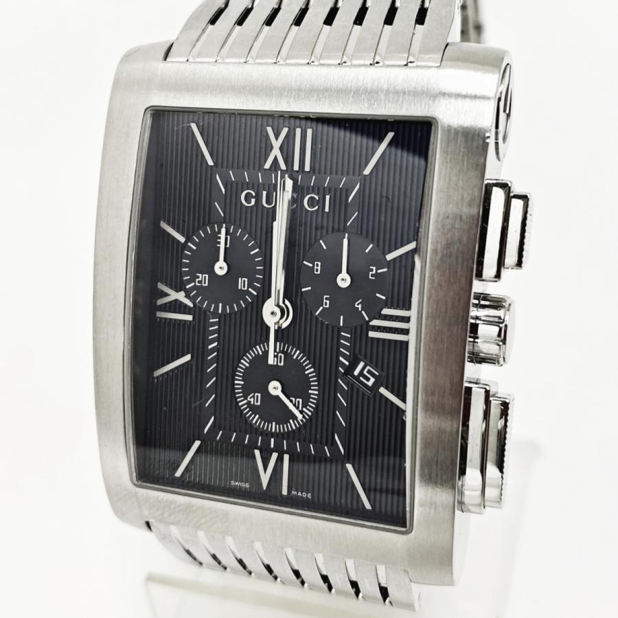 中古 グッチ 時計 GUCCI 8600M Gメトロ メンズ 腕時計 クオーツ 黒文字盤 クロノグラフ 145071