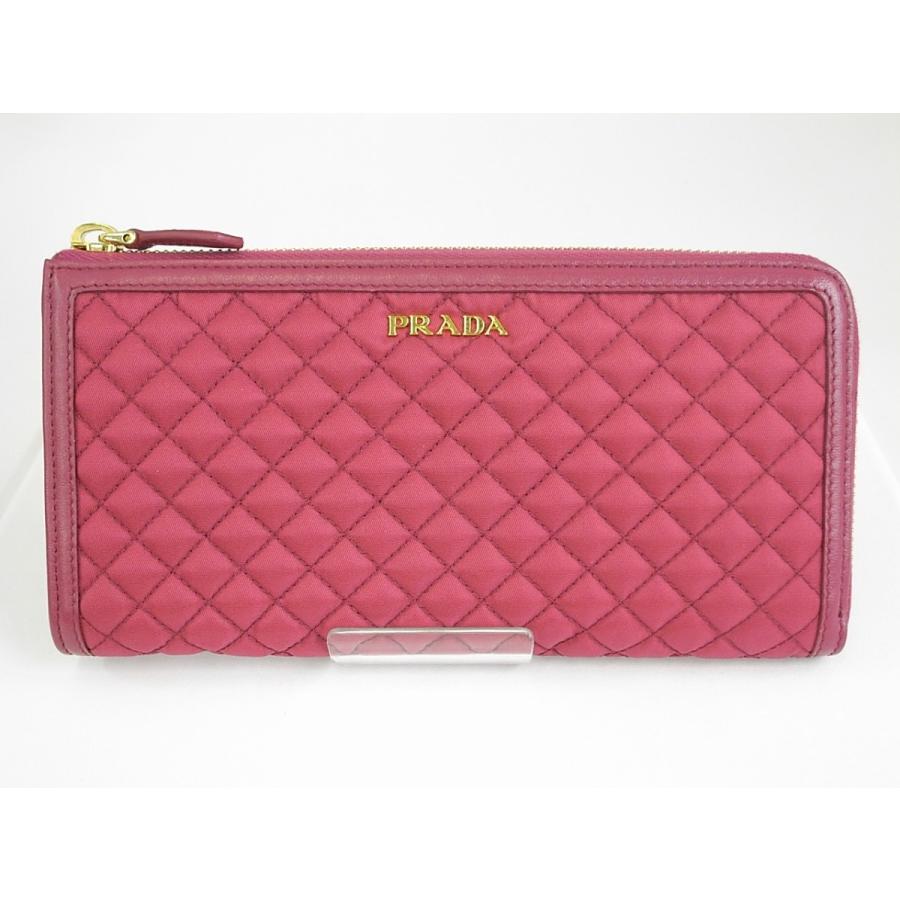 美品 プラダ 長財布 PRADA テッスート キルティング ナイロン×レザー 