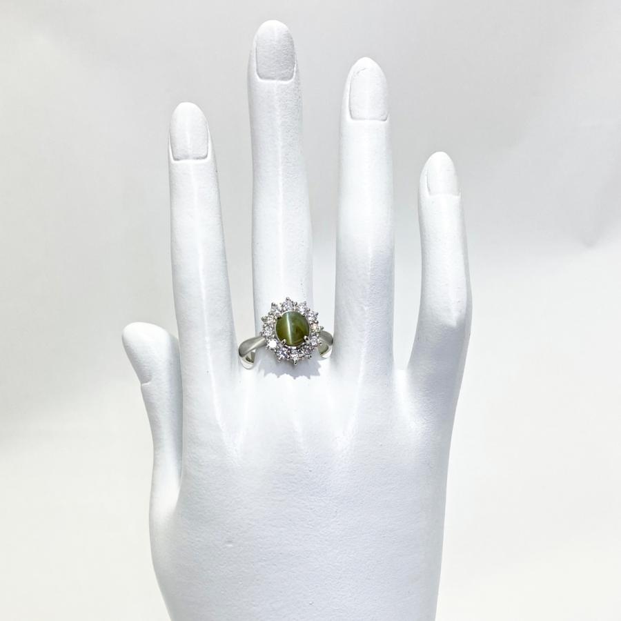 送料無料 中古 指輪 リング クリソベリル キャッツアイ ダイヤモンド  