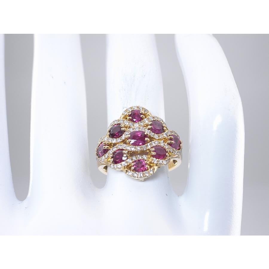 指輪 中古 指輪 リング ダイヤモンド ルビー K18yg 750 イエローゴールド 13号