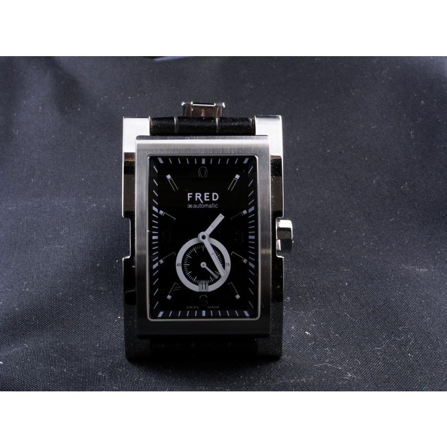 輝く高品質な 美品　フレッド　FRED 36XL FD052510A001 　裏スケルトン　自動巻き　SS ステンレス/クロコベルト　 メンズ腕時計 腕時計