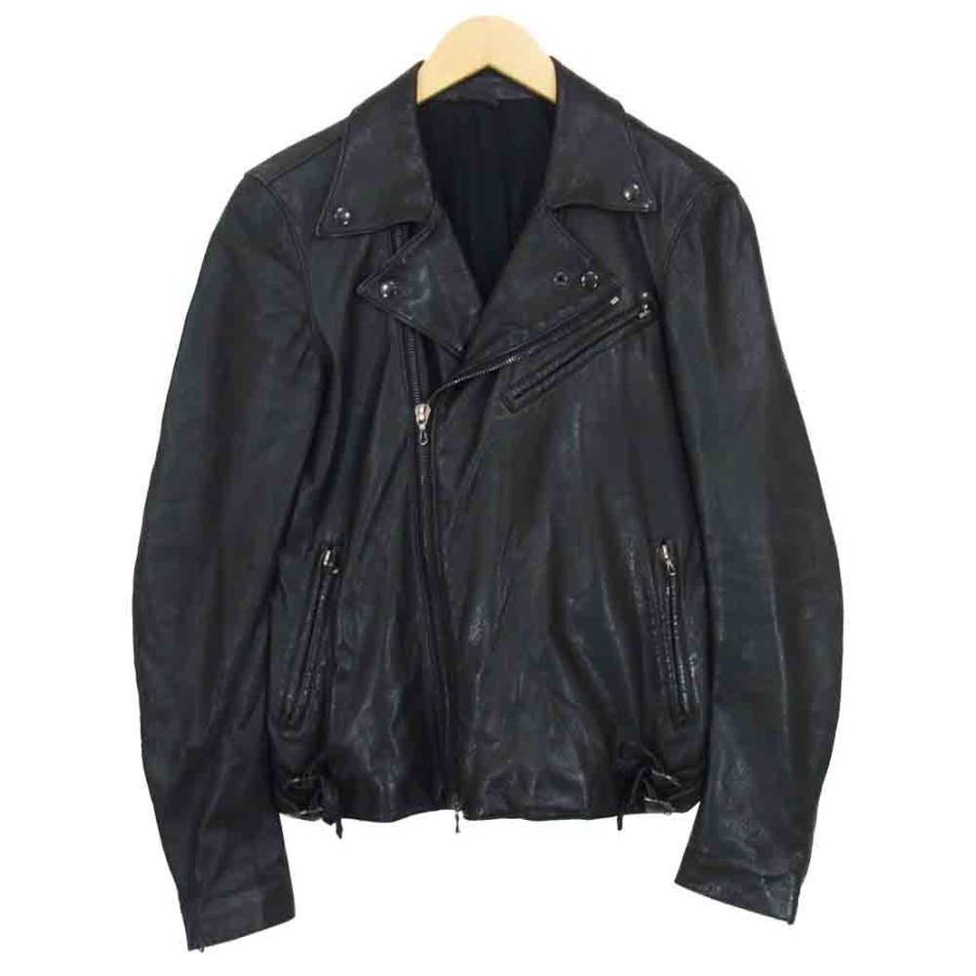 訳ありATTACHMENT ダブルライダースジャケット サイズ2 ブラック
