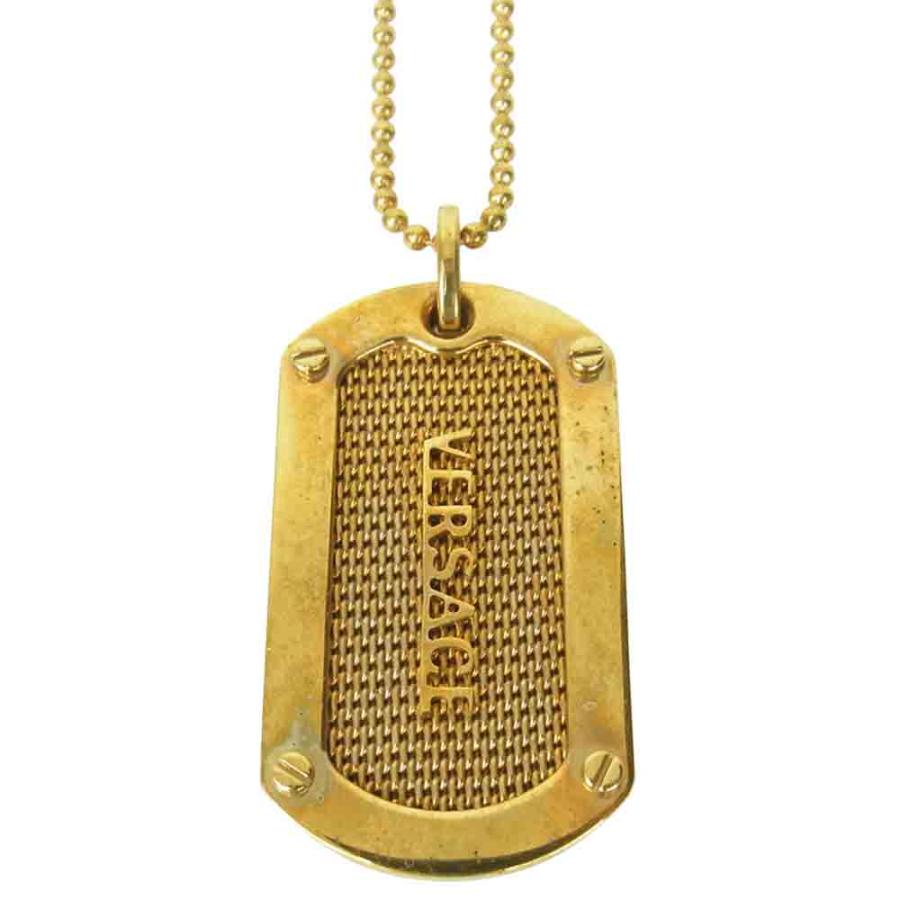 VERSACE ヴェルサーチ ドッグタグ ペンダント ネックレス ゴールド系 