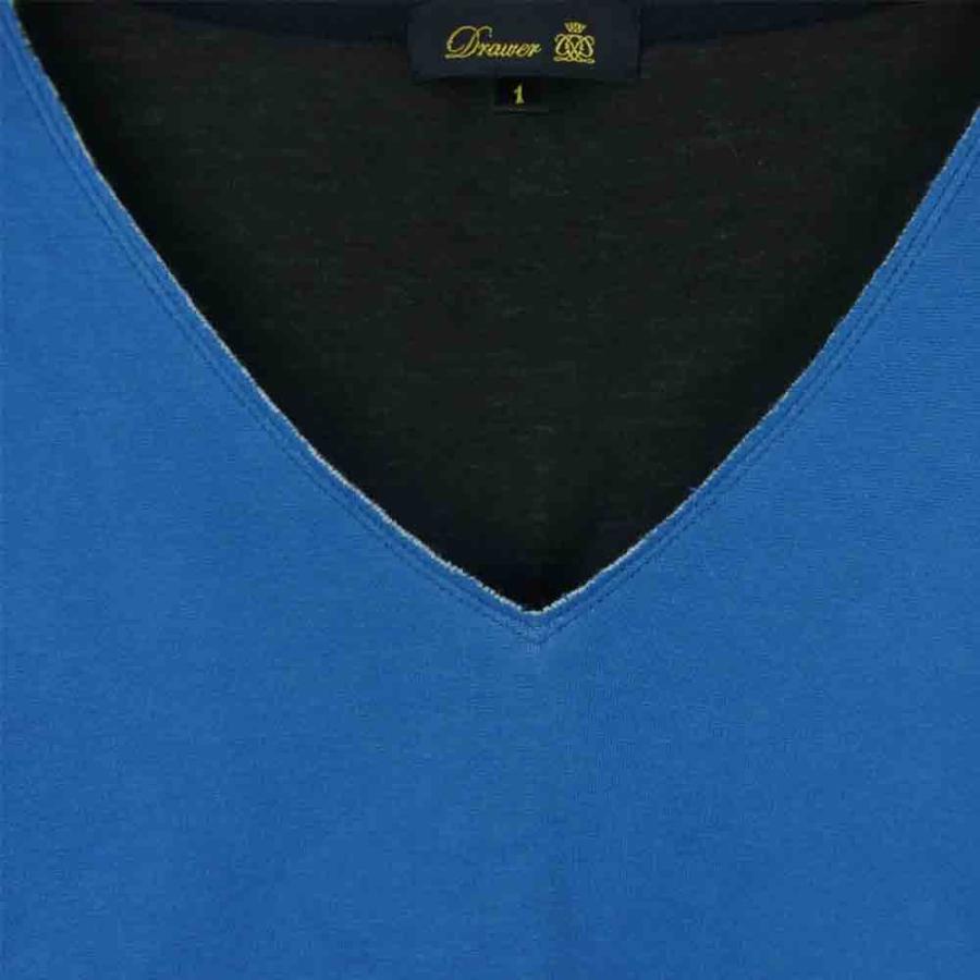 ENFOLD エンフォルド Vネック カットオフ カットソー 半袖 コットン ナイロン 日本製 ブルー系 1【中古】 【即決】 :2e31140mh0001pa34:ブランド専門店LIFE 通販 良好 ENFOLD エンフォド デザインシルエットニット コットン